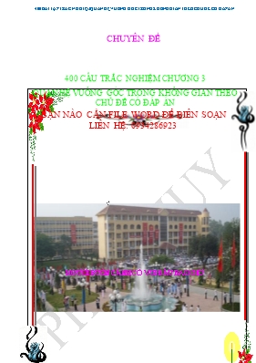 Bài tập trắc nghiệm Hình học 11 - Chương 3 Quan hệ vuông góc